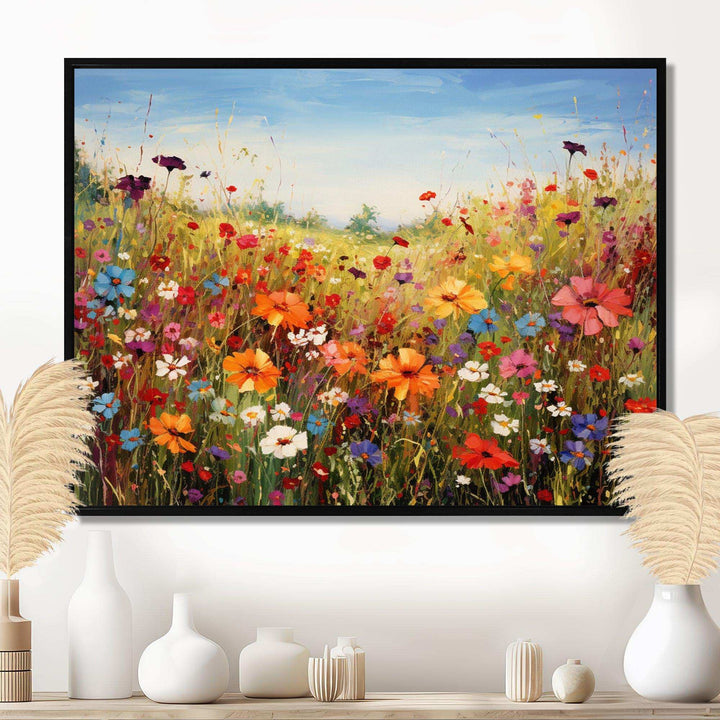 Idesignart colorful wildflowers meadow blooms i floral canvas wall art