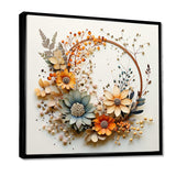 Beige and Orange Floral Wreath I - Floral Canvas Wall Art