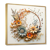 Beige and Orange Floral Wreath I - Floral Canvas Wall Art