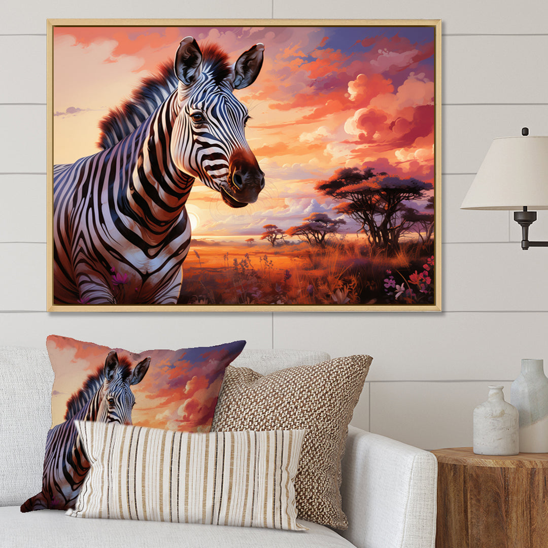 Zebra Scenery In Africa - Zebra Canvas Wall Art