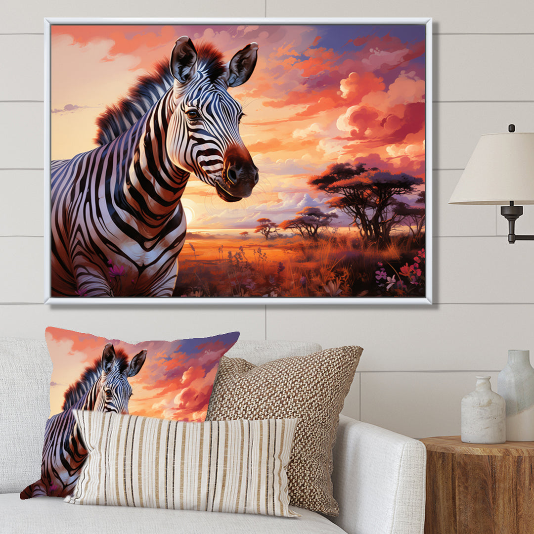 Zebra Scenery In Africa - Zebra Canvas Wall Art