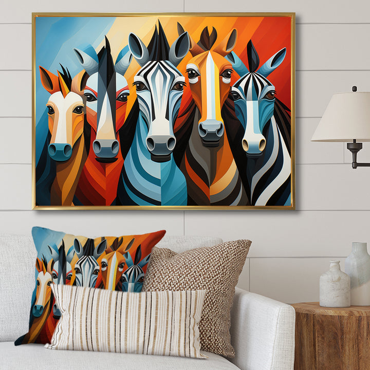 Zebra Cubist Family - Zebra Wall Art Prints