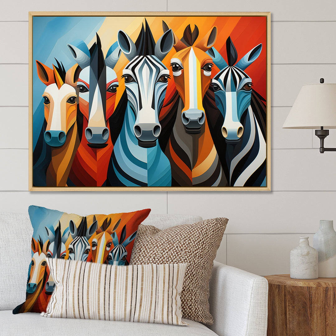 Zebra Cubist Family - Zebra Wall Art Prints