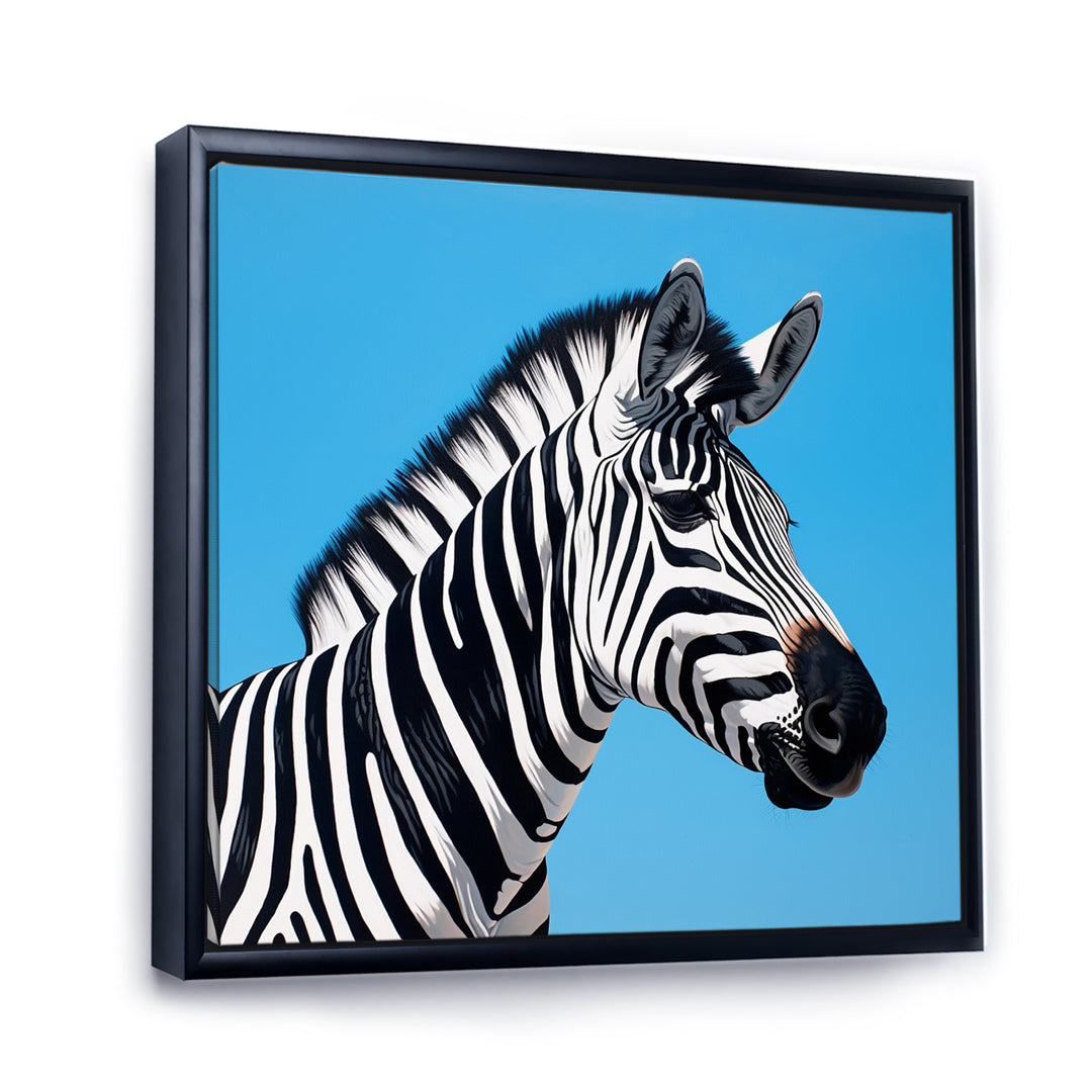 Minimalist Zebra On Blue - Zebra Bedroom Wall Art