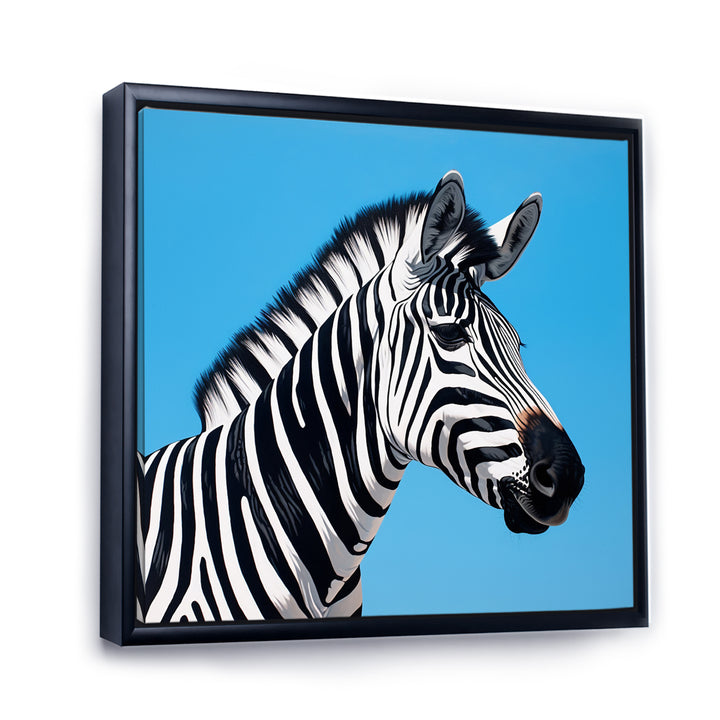 Minimalist Zebra On Blue - Zebra Bedroom Wall Art