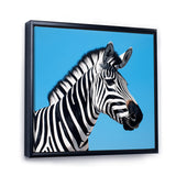 Minimalist Zebra On Blue - Zebra Bedroom Wall Art