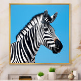 Minimalist Zebra On Blue - Zebra Bedroom Wall Art