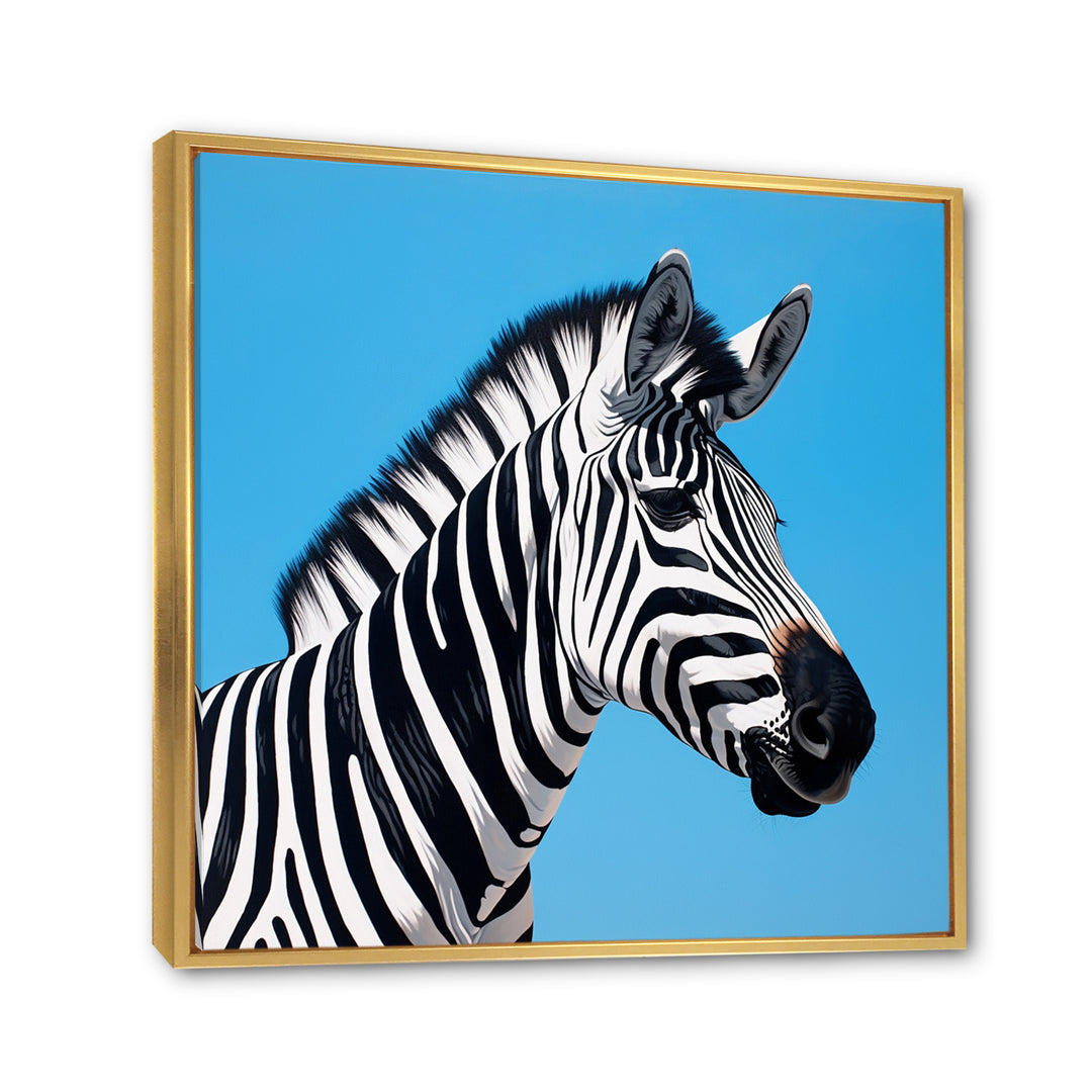 Minimalist Zebra On Blue - Zebra Bedroom Wall Art