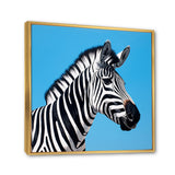 Minimalist Zebra On Blue - Zebra Bedroom Wall Art