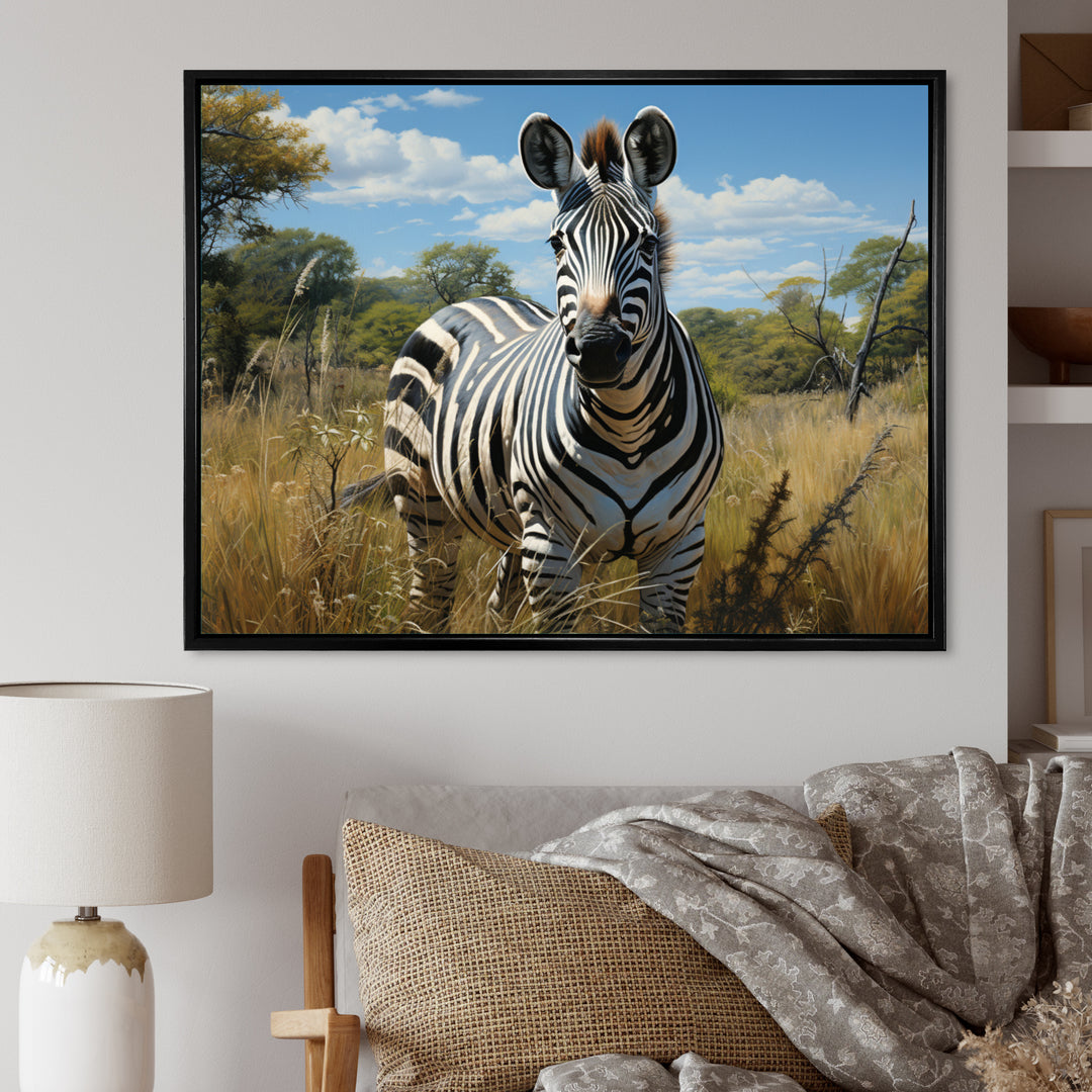 Zebra Realistic Wildlife Portrait - Zebra Wall Decor