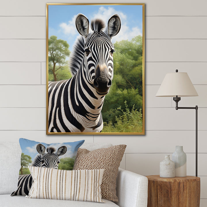 Zebra Realistic Zebra Portrait - Zebra Wall Decor