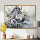 Zebra Watercolor Elegance This - White Zebra Wall Art