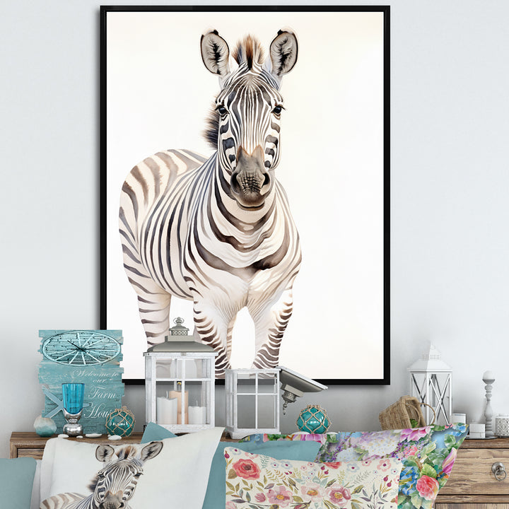 Zebra Watercolor Zebra This - Zebra Framed Canvas Art