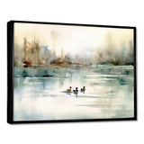 Ducks in Pond I - Animals Canvas Wall Art