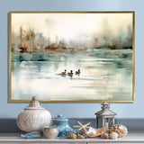 Ducks in Pond I - Animals Canvas Wall Art