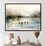 Ducks in Pond II - Animals Canvas Wall Art