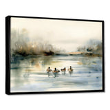 Ducks in Pond II - Animals Canvas Wall Art