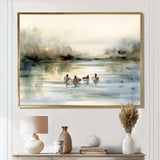 Ducks in Pond II - Animals Canvas Wall Art