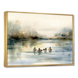 Ducks in Pond II - Animals Canvas Wall Art