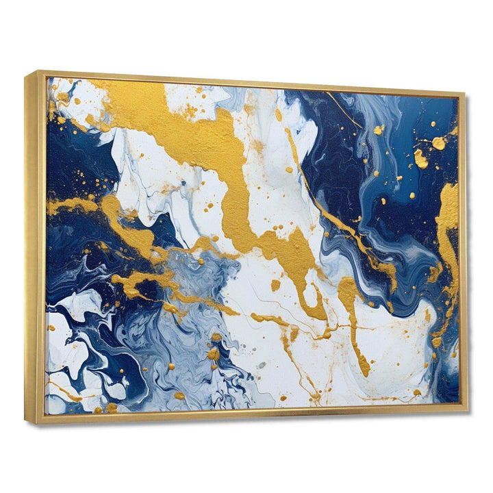 Blue and Gold Luxury Abstract Fluid Art XI - Abstract Canvas Wall Art