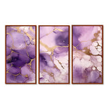 Purple and Gold Marble Ink Clouds VII - Split Panel Canvas Art
