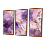 Purple and Gold Marble Ink Clouds VII - Split Panel Canvas Art