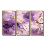 Purple and Gold Marble Ink Clouds VII - Split Panel Canvas Art