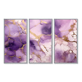 Purple and Gold Marble Ink Clouds VII - Split Panel Canvas Art