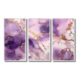 Purple and Gold Marble Ink Clouds VII - Split Panel Canvas Art