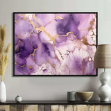 Purple and Gold Marble Ink Clouds VII - Abstract Canvas Wall Art