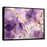 Purple and Gold Marble Ink Clouds VII - Abstract Canvas Wall Art