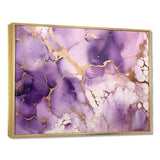 Purple and Gold Marble Ink Clouds VII - Abstract Canvas Wall Art