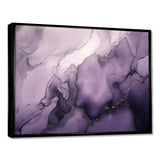 Purple and Grey Marble Ink Clouds X - Abstract Canvas Wall Art