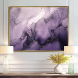 Purple and Grey Marble Ink Clouds X - Abstract Canvas Wall Art