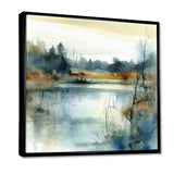 Summer Lake Landscape Illustration II - Cottage Canvas Wall Art