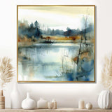 Summer Lake Landscape Illustration II - Cottage Canvas Wall Art