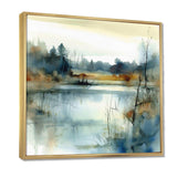 Summer Lake Landscape Illustration II - Cottage Canvas Wall Art