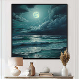 Super Moon Over The Sea IV - Beach Canvas Wall Art