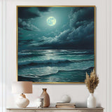 Super Moon Over The Sea IV - Beach Canvas Wall Art