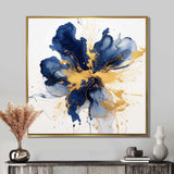 Dark Blue and Gold Strokes I - Abstract Canvas Wall Art