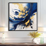 Dark Blue and Gold Strokes V - Abstract Canvas Wall Art