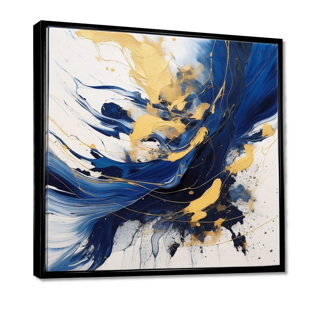 Dark Blue and Gold Strokes V - Abstract Canvas Wall Art