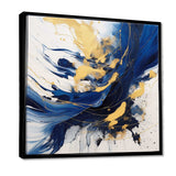 Dark Blue and Gold Strokes V - Abstract Canvas Wall Art