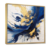 Dark Blue and Gold Strokes V - Abstract Canvas Wall Art