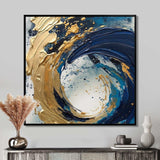 Dark Blue and Gold Strokes VI - Abstract Canvas Wall Art