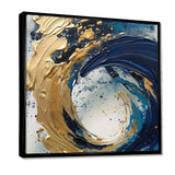 Dark Blue and Gold Strokes VI - Abstract Canvas Wall Art