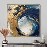 Dark Blue and Gold Strokes VI - Abstract Canvas Wall Art