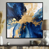 Dark Blue and Gold Strokes VIII - Abstract Canvas Wall Art