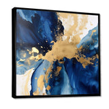 Dark Blue and Gold Strokes VIII - Abstract Canvas Wall Art