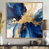 Dark Blue and Gold Strokes VIII - Abstract Canvas Wall Art